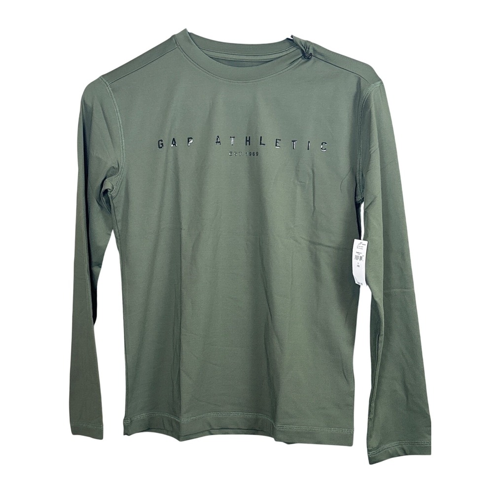 GAP Athletic EST 1969 Long Sleeve Athletic T Shirt Top Kids Olive Green Large 10